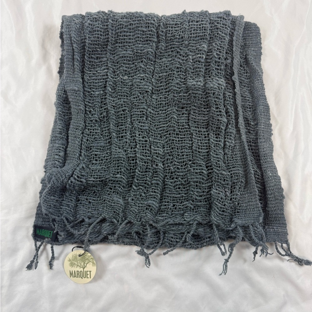 Marquet Fair Trade Hand Woven Charcoal Free Weave Scarf NWT - Picture 2 of 6